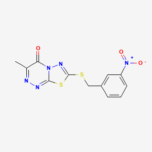 molecular formula C12H9N5O3S2 B2895609 3-METHYL-7-{[(3-NITROPHENYL)METHYL]SULFANYL}-4H-[1,3,4]THIADIAZOLO[2,3-C][1,2,4]TRIAZIN-4-ONE CAS No. 869074-81-7