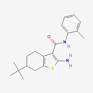 molecular formula C20H26N2OS B2895621 2-amino-6-tert-butyl-N-(2-methylphenyl)-4,5,6,7-tetrahydro-1-benzothiophene-3-carboxamide CAS No. 433251-65-1