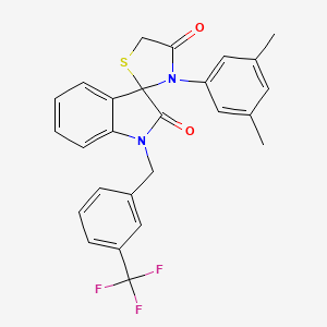 molecular formula C26H21F3N2O2S B2895628 3'-(3,5-Dimethylphenyl)-1-(3-(trifluoromethyl)benzyl)spiro[indoline-3,2'-thiazolidine]-2,4'-dione CAS No. 893786-37-3