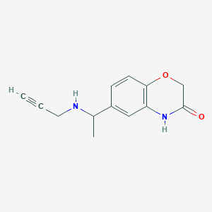 molecular formula C13H14N2O2 B2895631 6-{1-[(prop-2-yn-1-yl)amino]ethyl}-3,4-dihydro-2H-1,4-benzoxazin-3-one CAS No. 1038251-44-3