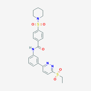 molecular formula C24H26N4O5S2 B2895639 N-(3-(6-(乙基磺酰基)哒嗪-3-基)苯基)-4-(哌啶-1-基磺酰基)苯甲酰胺 CAS No. 1005294-51-8