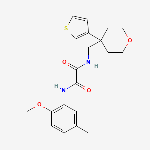 molecular formula C20H24N2O4S B2895644 N1-(2-methoxy-5-methylphenyl)-N2-((4-(thiophen-3-yl)tetrahydro-2H-pyran-4-yl)methyl)oxalamide CAS No. 2309798-02-3