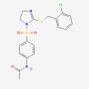 N-[4-[[2-[(2-chlorophenyl)methylsulfanyl]-4,5-dihydroimidazol-1-yl]sulfonyl]phenyl]acetamide