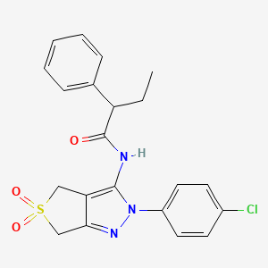 molecular formula C21H20ClN3O3S B2895693 N-[2-(4-chlorophenyl)-5,5-dioxo-4,6-dihydrothieno[3,4-c]pyrazol-3-yl]-2-phenylbutanamide CAS No. 449791-73-5