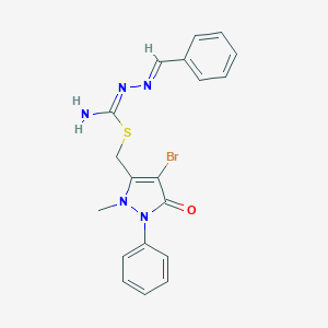 (4-bromo-2-methyl-5-oxo-1-phenylpyrazol-3-yl)methyl N'-[(E)-benzylideneamino]carbamimidothioate