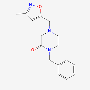molecular formula C16H19N3O2 B2895702 1-Benzyl-4-[(3-methyl-1,2-oxazol-5-yl)methyl]piperazin-2-one CAS No. 2415504-10-6