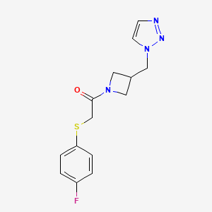 2-(4-Fluorophenyl)sulfanyl-1-[3-(triazol-1-ylmethyl)azetidin-1-yl]ethanone