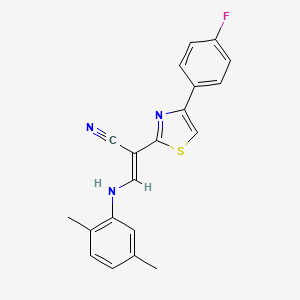 (E)-3-((2,5-dimethylphenyl)amino)-2-(4-(4-fluorophenyl)thiazol-2-yl)acrylonitrile