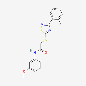molecular formula C18H17N3O2S2 B2895758 N-(3-methoxyphenyl)-2-((3-(o-tolyl)-1,2,4-thiadiazol-5-yl)thio)acetamide CAS No. 864918-61-6