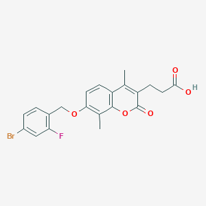 molecular formula C21H18BrFO5 B2895760 3-{7-[(4-bromo-2-fluorobenzyl)oxy]-4,8-dimethyl-2-oxo-2H-chromen-3-yl}propanoic acid CAS No. 701931-60-4