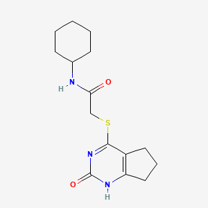 molecular formula C15H21N3O2S B2895765 N-cyclohexyl-2-[(2-oxo-1,5,6,7-tetrahydrocyclopenta[d]pyrimidin-4-yl)sulfanyl]acetamide CAS No. 946217-60-3