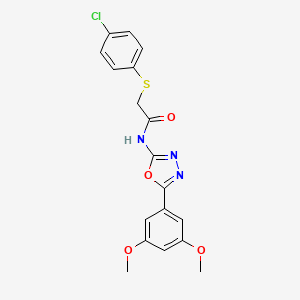 molecular formula C18H16ClN3O4S B2895793 2-((4-chlorophenyl)thio)-N-(5-(3,5-dimethoxyphenyl)-1,3,4-oxadiazol-2-yl)acetamide CAS No. 895473-51-5