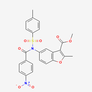 molecular formula C25H20N2O8S B2895799 methyl 2-methyl-5-(4-nitro-N-tosylbenzamido)benzofuran-3-carboxylate CAS No. 448213-00-1