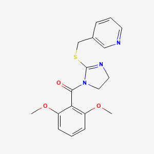 molecular formula C18H19N3O3S B2895808 (2,6-Dimethoxyphenyl)-[2-(pyridin-3-ylmethylsulfanyl)-4,5-dihydroimidazol-1-yl]methanone CAS No. 851807-50-6