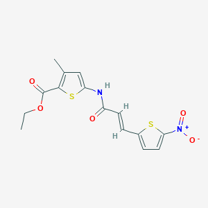 molecular formula C15H14N2O5S2 B2895811 (E)-ethyl 3-methyl-5-(3-(5-nitrothiophen-2-yl)acrylamido)thiophene-2-carboxylate CAS No. 477568-08-4