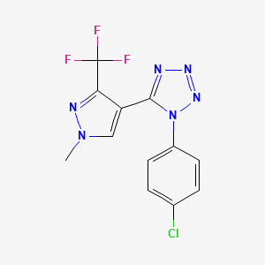 molecular formula C12H8ClF3N6 B2895834 1-(4-氯苯基)-5-[1-甲基-3-(三氟甲基)-1H-吡唑-4-基]-1H-1,2,3,4-四唑 CAS No. 955976-83-7