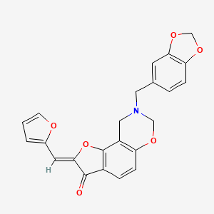 molecular formula C23H17NO6 B2895843 (Z)-8-(苯并[d][1,3]二氧杂环-5-基甲基)-2-(呋喃-2-基亚甲基)-8,9-二氢-2H-苯并呋并[7,6-e][1,3]恶嗪-3(7H)-酮 CAS No. 929961-83-1