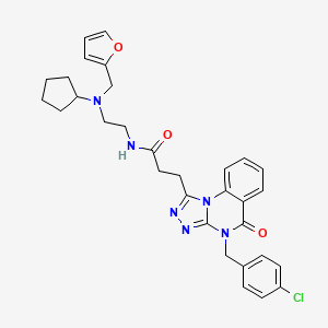 molecular formula C31H33ClN6O3 B2895849 3-(4-(4-chlorobenzyl)-5-oxo-4,5-dihydro-[1,2,4]triazolo[4,3-a]quinazolin-1-yl)-N-(2-(cyclopentyl(furan-2-ylmethyl)amino)ethyl)propanamide CAS No. 902960-55-8