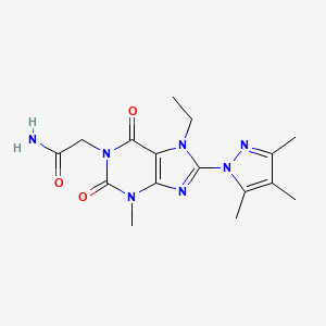 molecular formula C16H21N7O3 B2895854 2-(7-ethyl-3-methyl-2,6-dioxo-8-(3,4,5-trimethyl-1H-pyrazol-1-yl)-2,3,6,7-tetrahydro-1H-purin-1-yl)acetamide CAS No. 1014011-30-3
