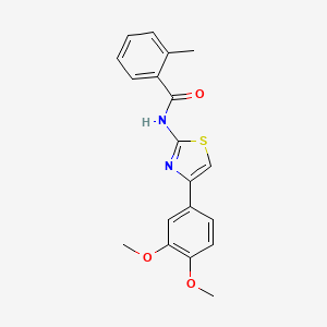 molecular formula C19H18N2O3S B2895856 N-[4-(3,4-dimethoxyphenyl)-1,3-thiazol-2-yl]-2-methylbenzamide CAS No. 476210-43-2