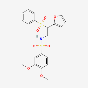 molecular formula C20H21NO7S2 B2895857 N-[2-(2-furyl)-2-(phenylsulfonyl)ethyl]-3,4-dimethoxybenzenesulfonamide CAS No. 896322-53-5