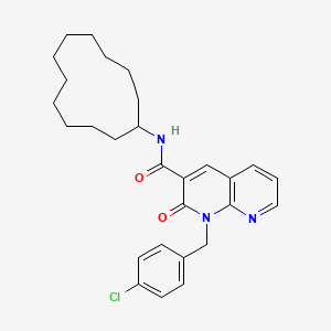 molecular formula C28H34ClN3O2 B2895858 1-(4-chlorobenzyl)-N-cyclododecyl-2-oxo-1,2-dihydro-1,8-naphthyridine-3-carboxamide CAS No. 923227-96-7