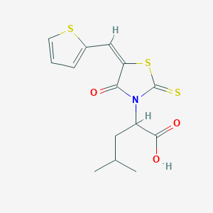 (E)-4-methyl-2-(4-oxo-5-(thiophen-2-ylmethylene)-2-thioxothiazolidin-3-yl)pentanoic acid