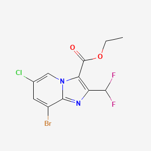 molecular formula C11H8BrClF2N2O2 B2895865 8-溴-6-氯-2-(二氟甲基)咪唑并[1,2-a]吡啶-3-羧酸乙酯 CAS No. 2514942-02-8