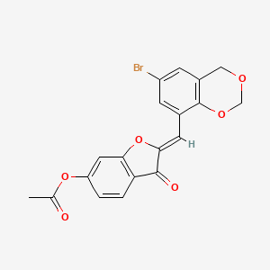 molecular formula C19H13BrO6 B2895873 (Z)-2-((6-溴-4H-苯并[d][1,3]二噁英-8-基)亚甲基)-3-氧代-2,3-二氢苯并呋喃-6-基乙酸酯 CAS No. 929379-49-7