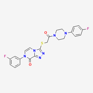 molecular formula C23H20F2N6O2S B2895876 7-(3-fluorophenyl)-3-((2-(4-(4-fluorophenyl)piperazin-1-yl)-2-oxoethyl)thio)-[1,2,4]triazolo[4,3-a]pyrazin-8(7H)-one CAS No. 1223835-11-7