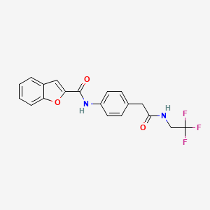 molecular formula C19H15F3N2O3 B2895879 N-(4-(2-oxo-2-((2,2,2-trifluoroethyl)amino)ethyl)phenyl)benzofuran-2-carboxamide CAS No. 1235233-73-4