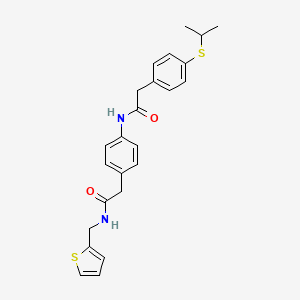 molecular formula C24H26N2O2S2 B2895882 2-(4-(isopropylthio)phenyl)-N-(4-(2-oxo-2-((thiophen-2-ylmethyl)amino)ethyl)phenyl)acetamide CAS No. 1207040-52-5