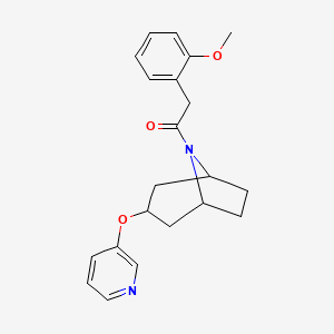 molecular formula C21H24N2O3 B2895885 2-(2-甲氧基苯基)-1-((1R,5S)-3-(吡啶-3-基氧基)-8-氮杂双环[3.2.1]辛烷-8-基)乙酮 CAS No. 2108471-95-8