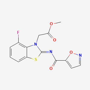 molecular formula C14H10FN3O4S B2895893 (Z)-methyl 2-(4-fluoro-2-((isoxazole-5-carbonyl)imino)benzo[d]thiazol-3(2H)-yl)acetate CAS No. 1007052-48-3