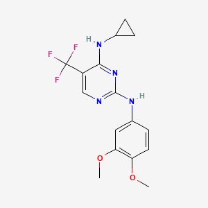 molecular formula C16H17F3N4O2 B2895894 N4-cyclopropyl-N2-(3,4-dimethoxyphenyl)-5-(trifluoromethyl)pyrimidine-2,4-diamine CAS No. 1884222-74-5