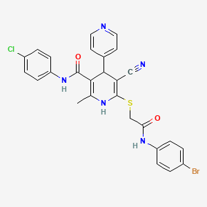 molecular formula C27H21BrClN5O2S B2895903 6-[2-(4-bromoanilino)-2-oxoethyl]sulfanyl-N-(4-chlorophenyl)-5-cyano-2-methyl-4-pyridin-4-yl-1,4-dihydropyridine-3-carboxamide CAS No. 379701-39-0