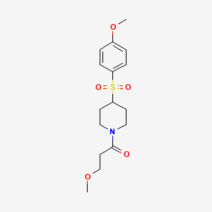 molecular formula C16H23NO5S B2895906 3-Methoxy-1-(4-((4-methoxyphenyl)sulfonyl)piperidin-1-yl)propan-1-one CAS No. 1448124-63-7