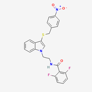 molecular formula C24H19F2N3O3S B2895920 2,6-二氟-N-[2-[3-[(4-硝基苯基)甲硫基]吲哚-1-基]乙基]苯甲酰胺 CAS No. 533865-83-7