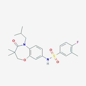molecular formula C22H27FN2O4S B2895925 4-fluoro-N-(5-isobutyl-3,3-dimethyl-4-oxo-2,3,4,5-tetrahydrobenzo[b][1,4]oxazepin-8-yl)-3-methylbenzenesulfonamide CAS No. 922124-99-0