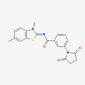 molecular formula C20H17N3O3S B2895934 (E)-N-(3,6-dimethylbenzo[d]thiazol-2(3H)-ylidene)-3-(2,5-dioxopyrrolidin-1-yl)benzamide CAS No. 477295-07-1