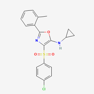 4-(4-chlorophenyl)sulfonyl-N-cyclopropyl-2-(2-methylphenyl)-1,3-oxazol-5-amine