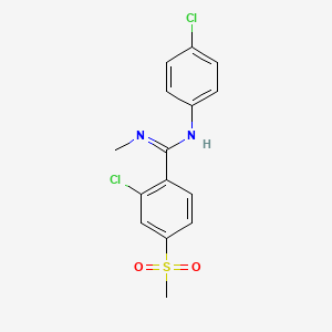 molecular formula C15H14Cl2N2O2S B2895936 2-chloro-N-(4-chlorophenyl)-N'-methyl-4-(methylsulfonyl)benzenecarboximidamide CAS No. 303148-83-6