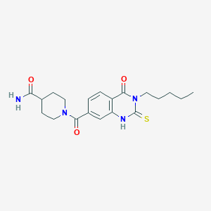 molecular formula C20H26N4O3S B2895937 1-(4-Oxo-3-pentyl-2-thioxo-1,2,3,4-tetrahydroquinazoline-7-carbonyl)piperidine-4-carboxamide CAS No. 362501-04-0