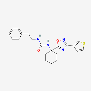 molecular formula C21H24N4O2S B2895949 1-Phenethyl-3-(1-(3-(thiophen-3-yl)-1,2,4-oxadiazol-5-yl)cyclohexyl)urea CAS No. 1396800-09-1