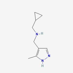 molecular formula C9H15N3 B2895952 (cyclopropylmethyl)[(3-methyl-1H-pyrazol-4-yl)methyl]amine CAS No. 1156719-56-0