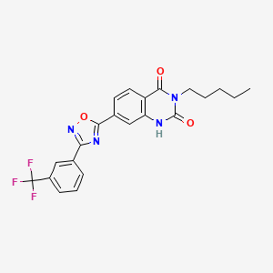 molecular formula C22H19F3N4O3 B2895953 3-pentyl-7-(3-(3-(trifluoromethyl)phenyl)-1,2,4-oxadiazol-5-yl)quinazoline-2,4(1H,3H)-dione CAS No. 1359175-82-8