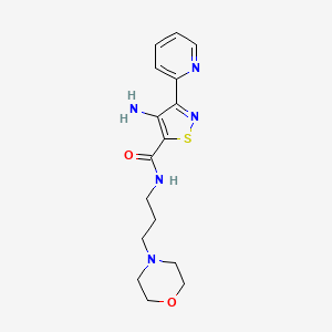 molecular formula C16H21N5O2S B2895956 4-amino-N-(3-morpholin-4-ylpropyl)-3-pyridin-2-ylisothiazole-5-carboxamide CAS No. 1251552-96-1