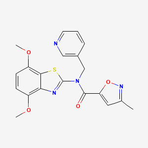 molecular formula C20H18N4O4S B2895957 N-(4,7-dimethoxybenzo[d]thiazol-2-yl)-3-methyl-N-(pyridin-3-ylmethyl)isoxazole-5-carboxamide CAS No. 946317-65-3