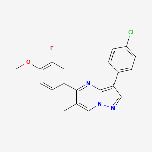 molecular formula C20H15ClFN3O B2895958 3-(4-氯苯基)-5-(3-氟-4-甲氧基苯基)-6-甲基吡唑并[1,5-a]嘧啶 CAS No. 861207-17-2