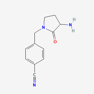 molecular formula C12H13N3O B2895962 4-[(3-Amino-2-oxopyrrolidin-1-yl)methyl]benzonitrile CAS No. 1342448-76-3